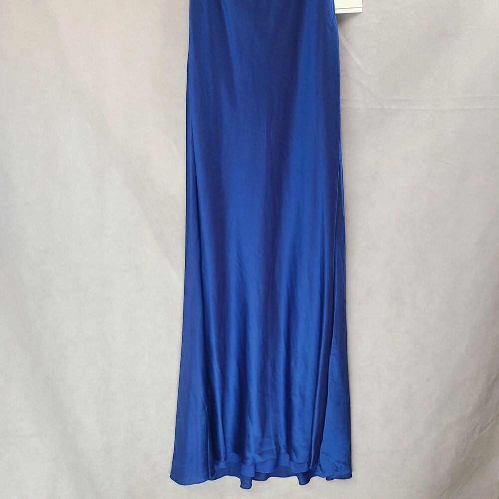 New MAC DUGGAL 68332 (8) Sapphire Blue Satin Puff Sleeve Open Back Formal Dress - Picture 4 of 15